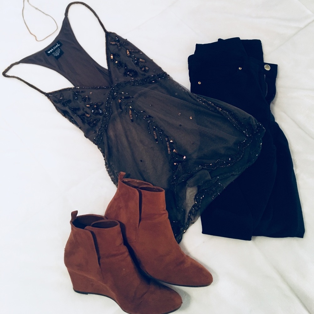 Sequined tank top